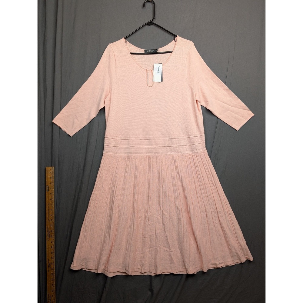 Lauren Ralph Lauren Black Label Knit Dress Pale Pink 3/4 Sleeve 1X